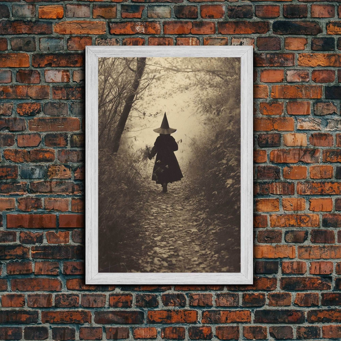 Witchy Wall Art, Dark Portrait, Spooky Halloween, Occult Art, Dark Fantasy, Canvas Print, Wall Art, Vertical Print, Home Decor, Wall Decor - 8x12 Inches / Gold Frame