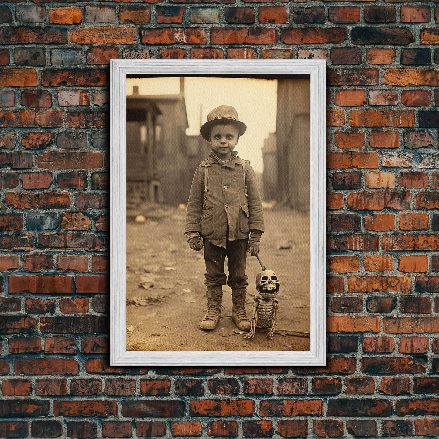 Creepy Wall Art, Skeleton Wall Art, Spooky Decor, Dark Fantasy, Horror Art, Canvas Print, Wall Art, Vertical Print, Home Decor, Wall Decor - 8x12 Inches / Gold Frame