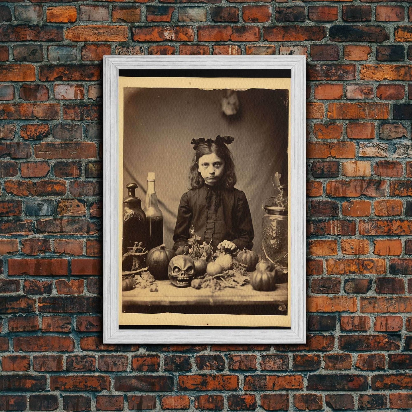 Spooky Room Decor, Gothic Wall Decor, Horror Art, Dark Fantasy, Occult Art, Canvas Print, Wall Art, Vertical Print, Home Decor, Wall Decor - 8x12 Inches / Gold Frame