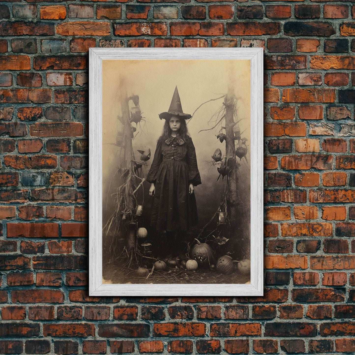 Witchy Wall Art, Moody Wall Art, Gothic Wall Art, Dark Fantasy, Horror Art, Canvas Print, Wall Art, Vertical Print, Home Decor, Wall Decor - 8x12 Inches / Gold Frame