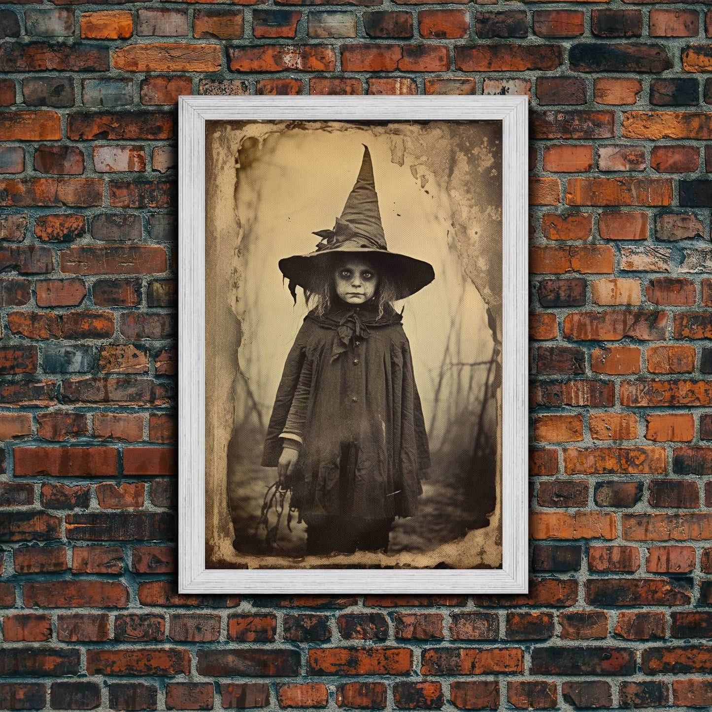 Witch Wall Decor, Dark Fantasy, Halloween Wall Art, Horror Decor, Spooky Art, Canvas Print, Wall Art, Vertical Print, Home Decor, Wall Decor - 8x12 Inches / Gold Frame
