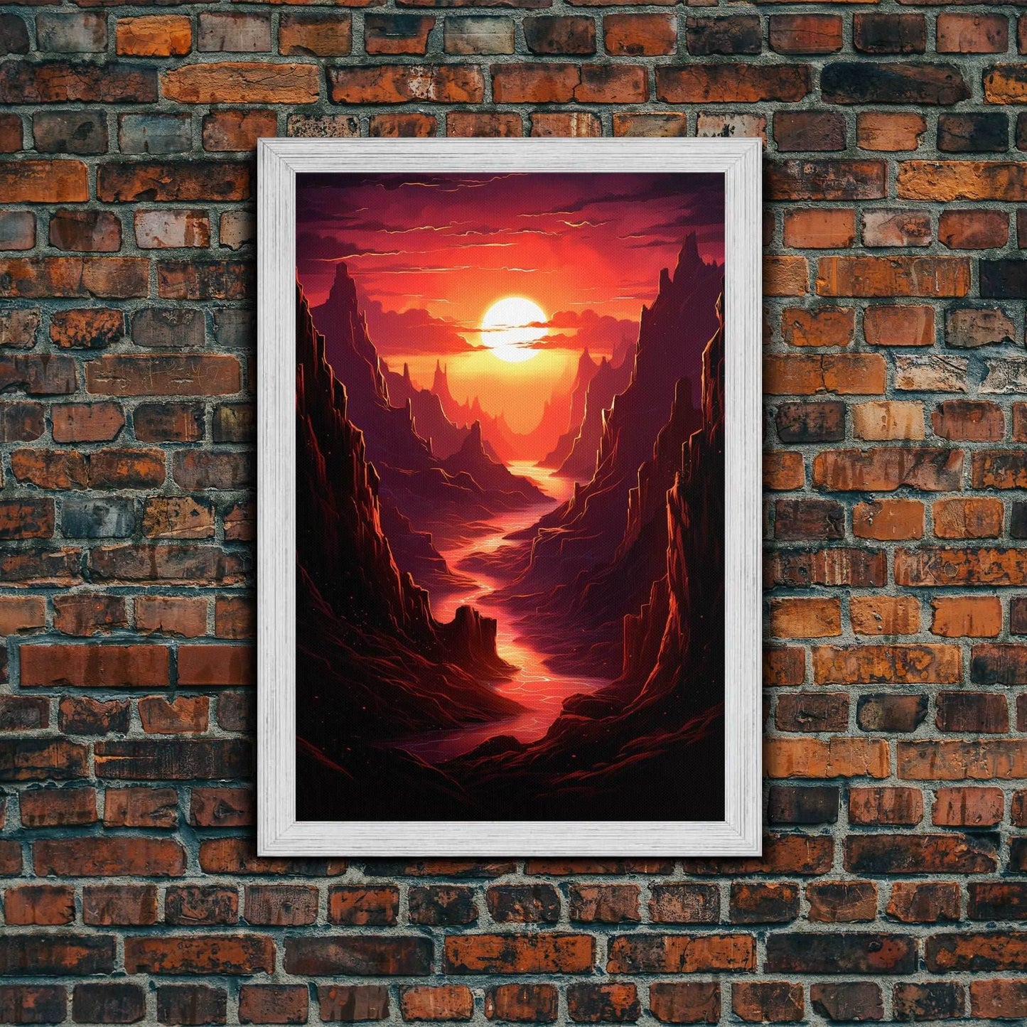 Sunset Wall Art, Fantasy Artwork, River Wall Print, Landscape Wall Art, Canvas Print, Wall Art, Vertical Art, Ranch Decor, Farmhouse Art - 8x12 Inches / Gold Frame