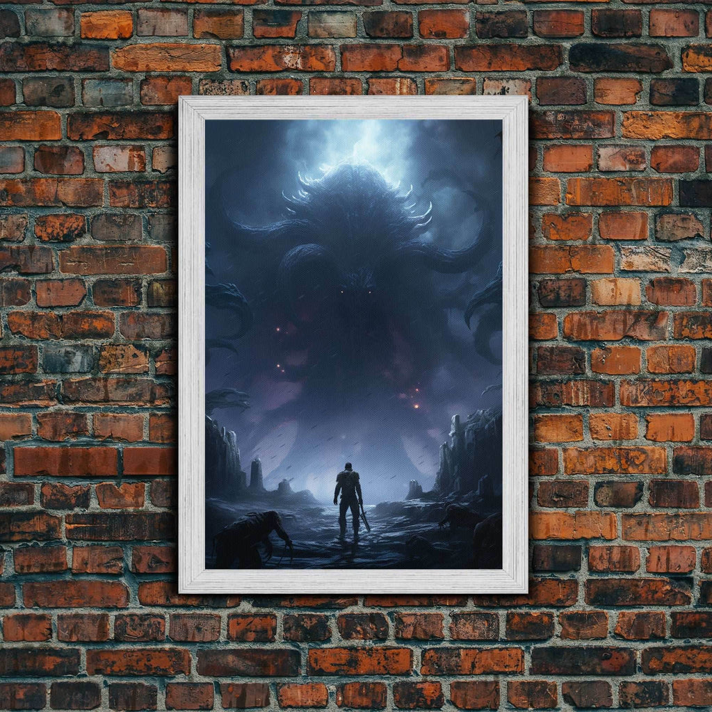 Apocalypse, Dark Art Print, dark fantasy art, Canvas Print, Wall Hanging, Portrait Art, Spooky Decor, Horror Home Decor, Unique Gift - 8x12 Inches / Gold Frame
