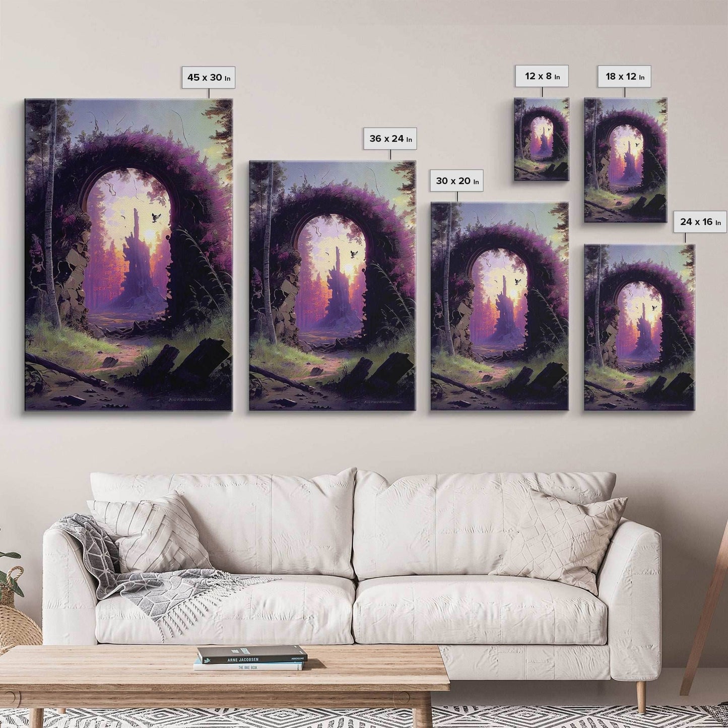 Gateway to another world, the purple realm, fine art poster print, fantasy decor - 8x12 Inches / Gallery Wrap Canvas - Ready To Hang