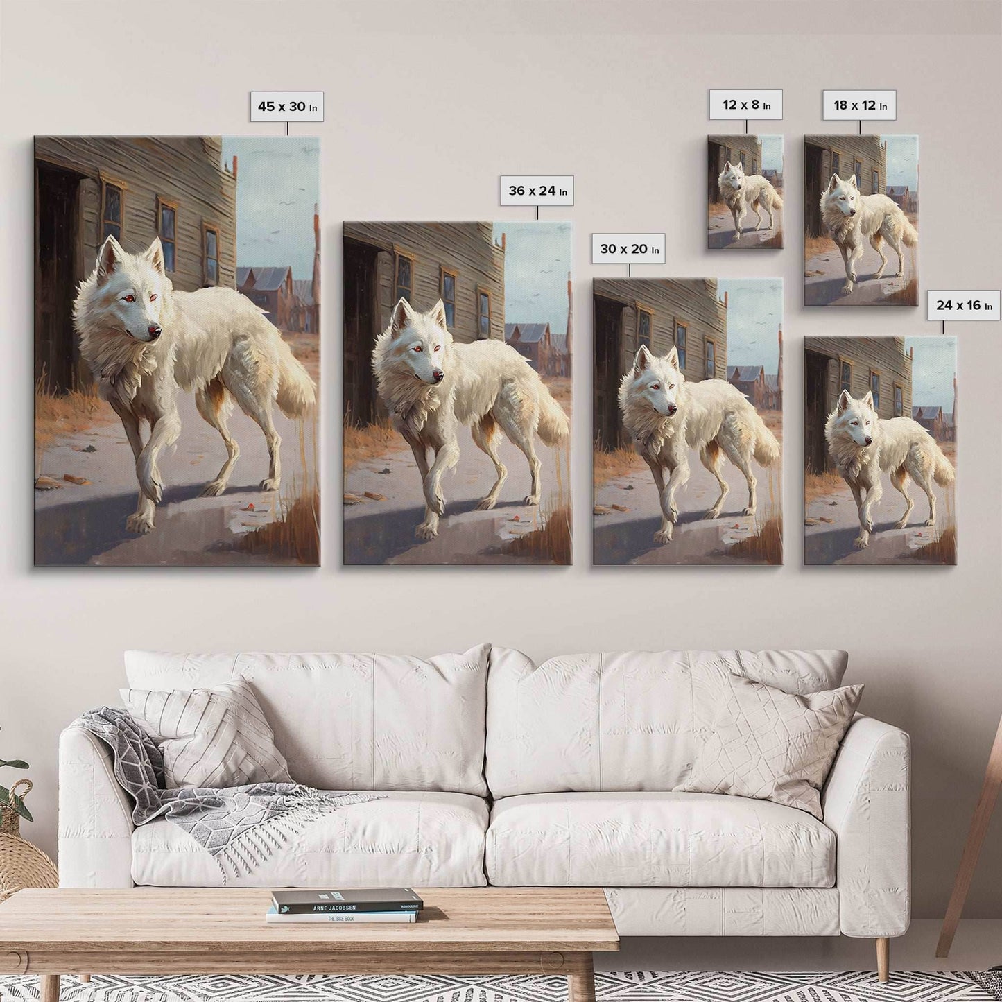 Wildwest Dire Wolf, fantasy art, framed canvas print - 8x12 Inches / Gallery Wrap Canvas - Ready To Hang