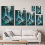 Fantasy Waterfall Oil Painting Canvas Print, Framed Canvas Art, Living Room Wall Decoration - 8x12 Inches / Gallery Wrap Canvas - Ready To Hang