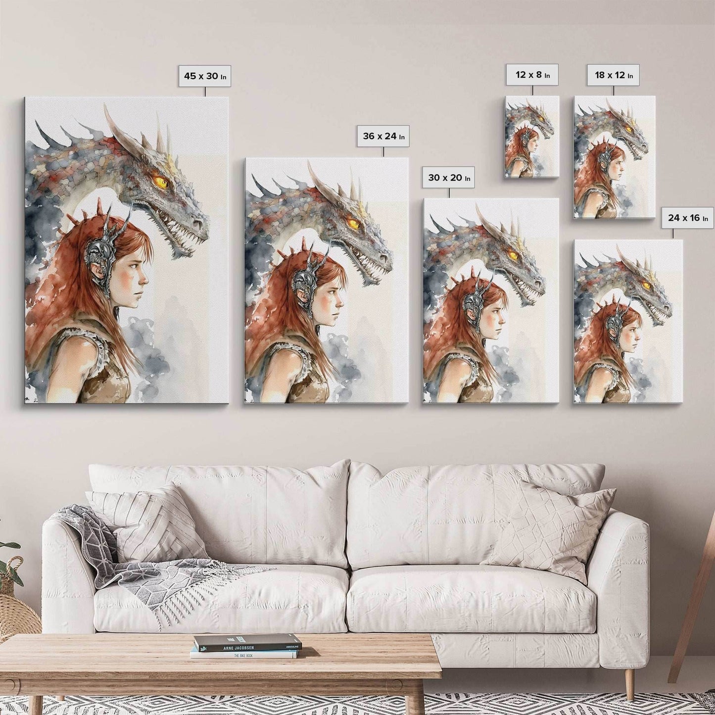 The Dragon Girl, Dragon Painting Canvas Print, Dragon Art, Fantasy Art, Fantasy Painting Wall Art, Girl and Her Dragon, Gamer Gift Wall Deco - 8x12 Inches / Gallery Wrap Canvas - Ready To Hang