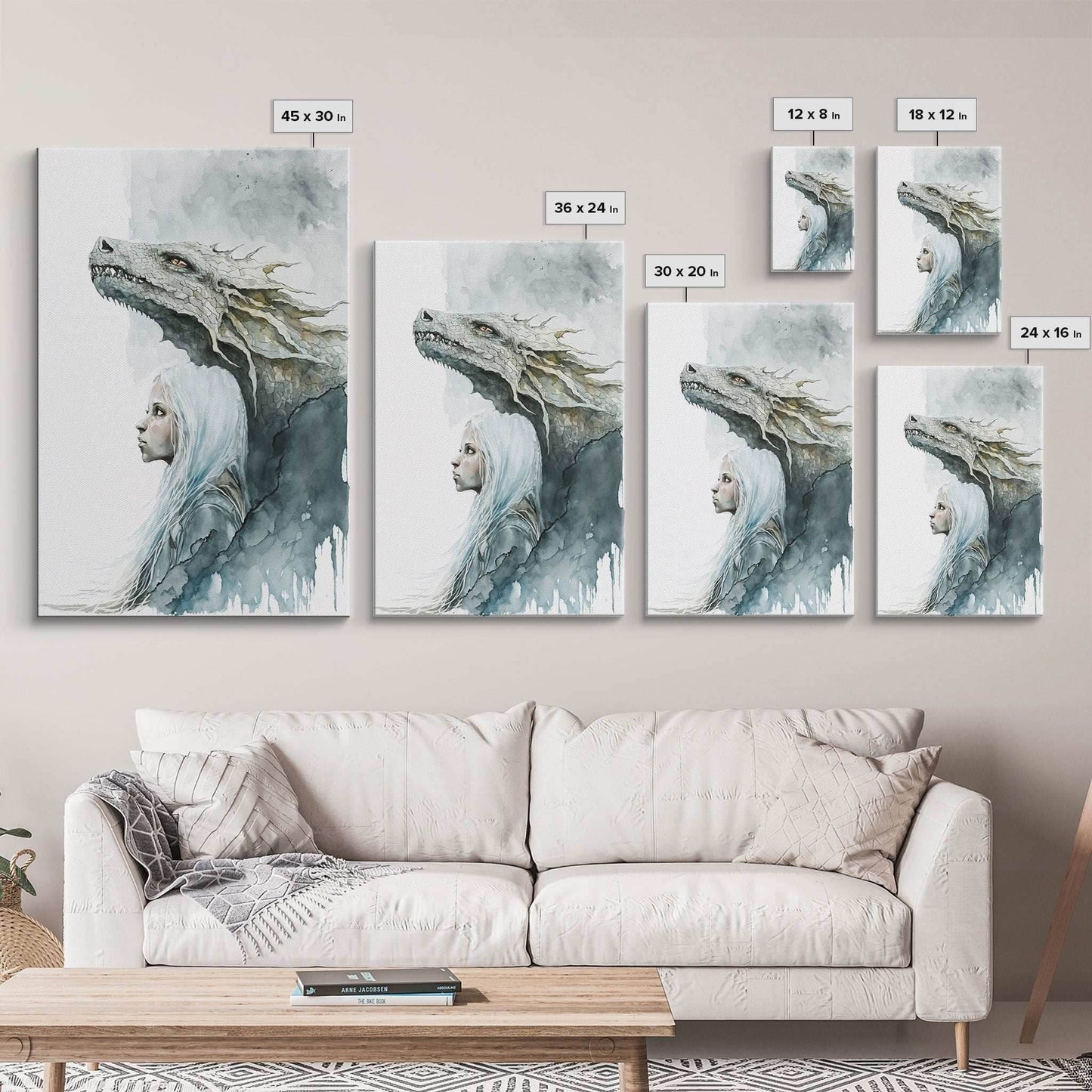 The Girl and Her Dragon, Wall Art, Fantasy Art, Art Print, Framed Canvas Art, Canvas Print, Gamer Decor, Gamer Girl Gift - 8x12 Inches / Gallery Wrap Canvas - Ready To Hang