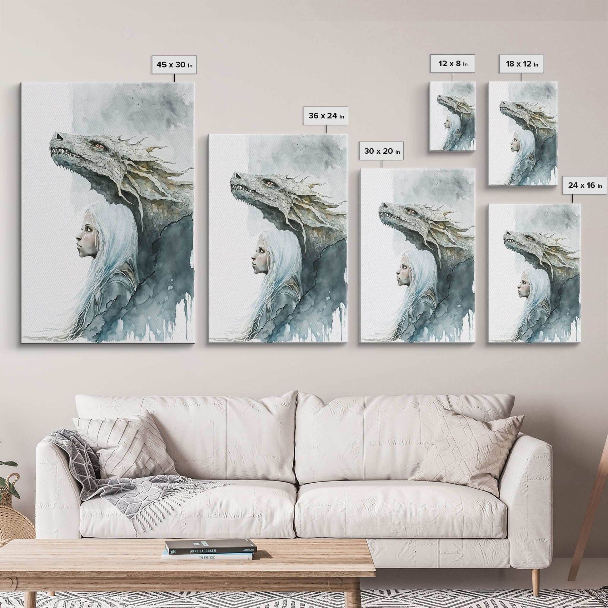 The Girl and Her Dragon, Wall Art, Fantasy Art, Art Print, Framed Canvas Art, Canvas Print, Gamer Decor, Gamer Girl Gift - 8x12 Inches / Gallery Wrap Canvas - Ready To Hang