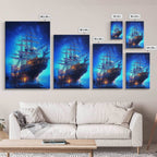 Haunted Pirate Ghost Ship Under The Night Sky, Framed Canvas Print, Fantasy Wall Art, Wall Decor, Pirate Wal Art, Gift For Him, Kid's Room - 8x12 Inches / Gallery Wrap Canvas - Ready To Hang