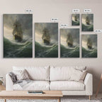 Haunted Pirate Ghost Ship On Rough Seas, Framed Canvas Print, Fantasy Wall Art, Wall Decor, Pirate Wal Art, Gift For Him, Kid's Room - 8x12 Inches / Gallery Wrap Canvas - Ready To Hang
