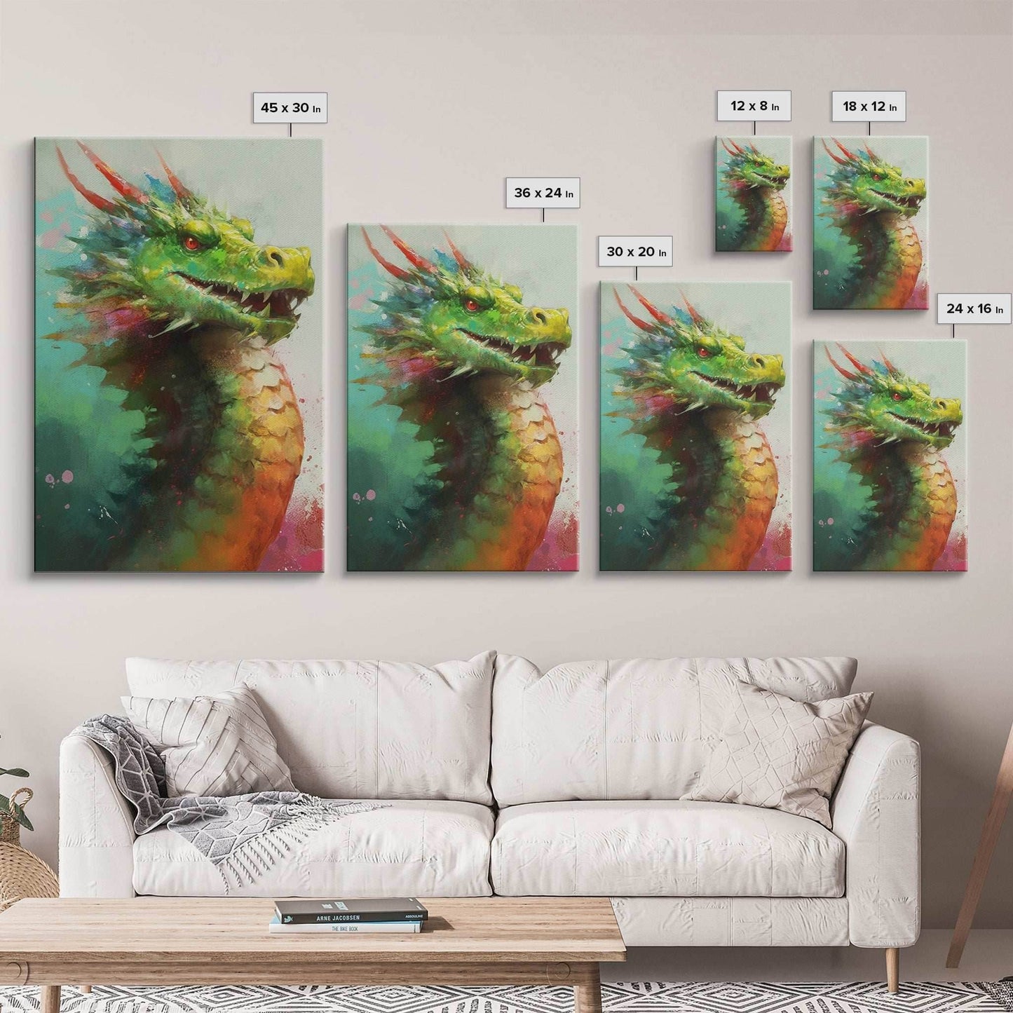 Framed Dragon Print, Watercolor Painting Of A Beautiful Dragon, Canvas Print, Canvas Art, Fantasy Decor - 8x12 Inches / Gallery Wrap Canvas - Ready To Hang