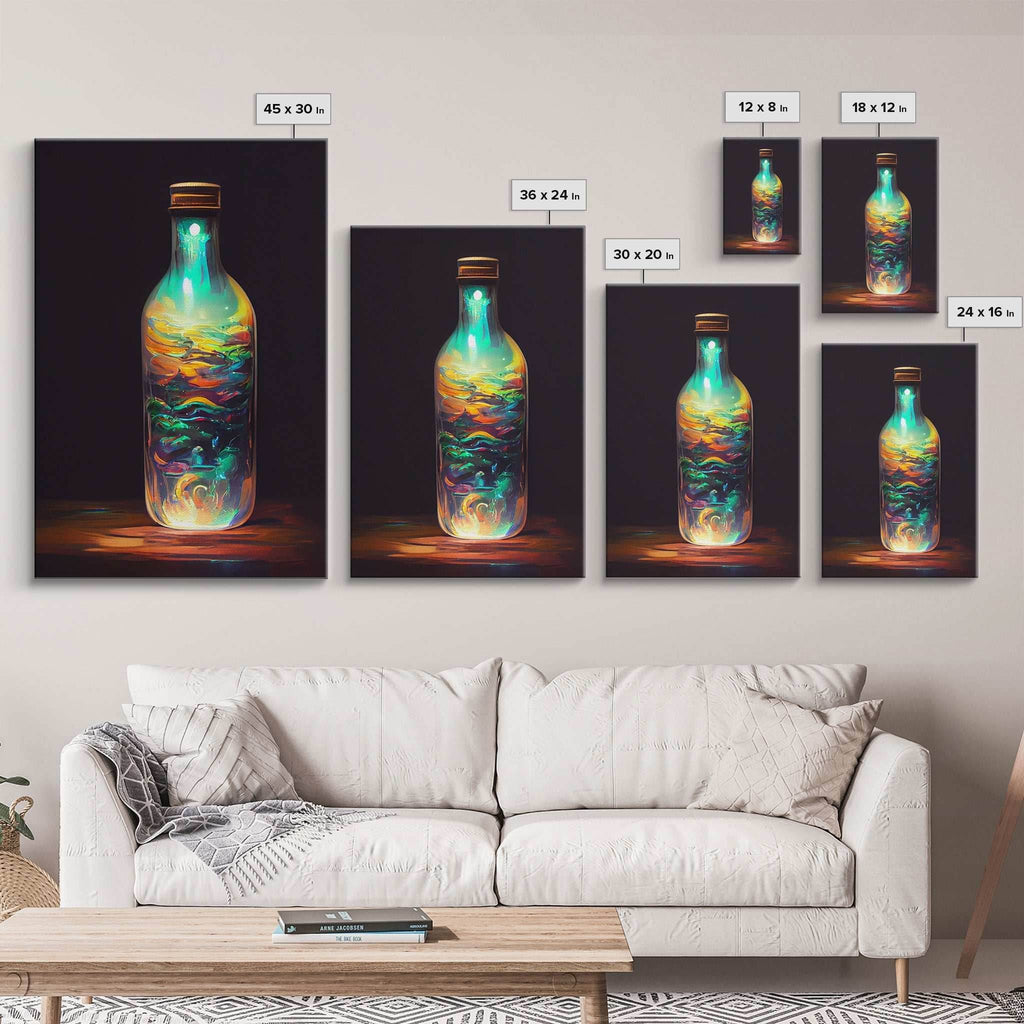 Miniature world in a bottle canvas print, high fantasy wall art, magical wall art, ready to hang wall art - 8x12 Inches / Gallery Wrap Canvas - Ready To Hang
