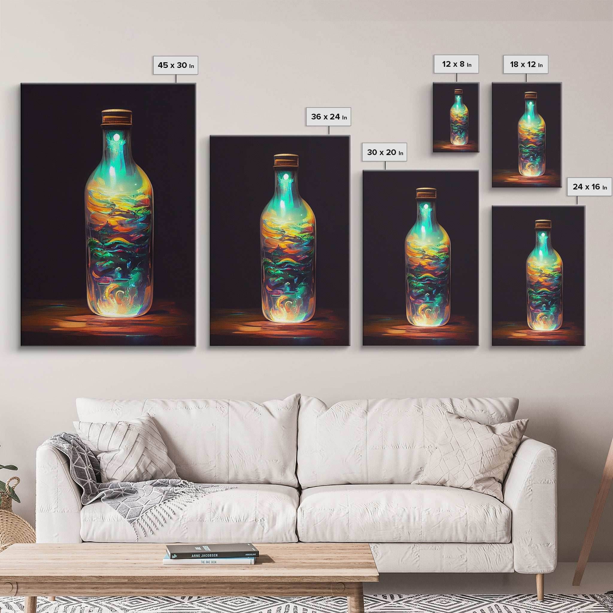 Miniature world in a bottle canvas print, high fantasy wall art, magical wall art, ready to hang wall art - 8x12 Inches / Gallery Wrap Canvas - Ready To Hang