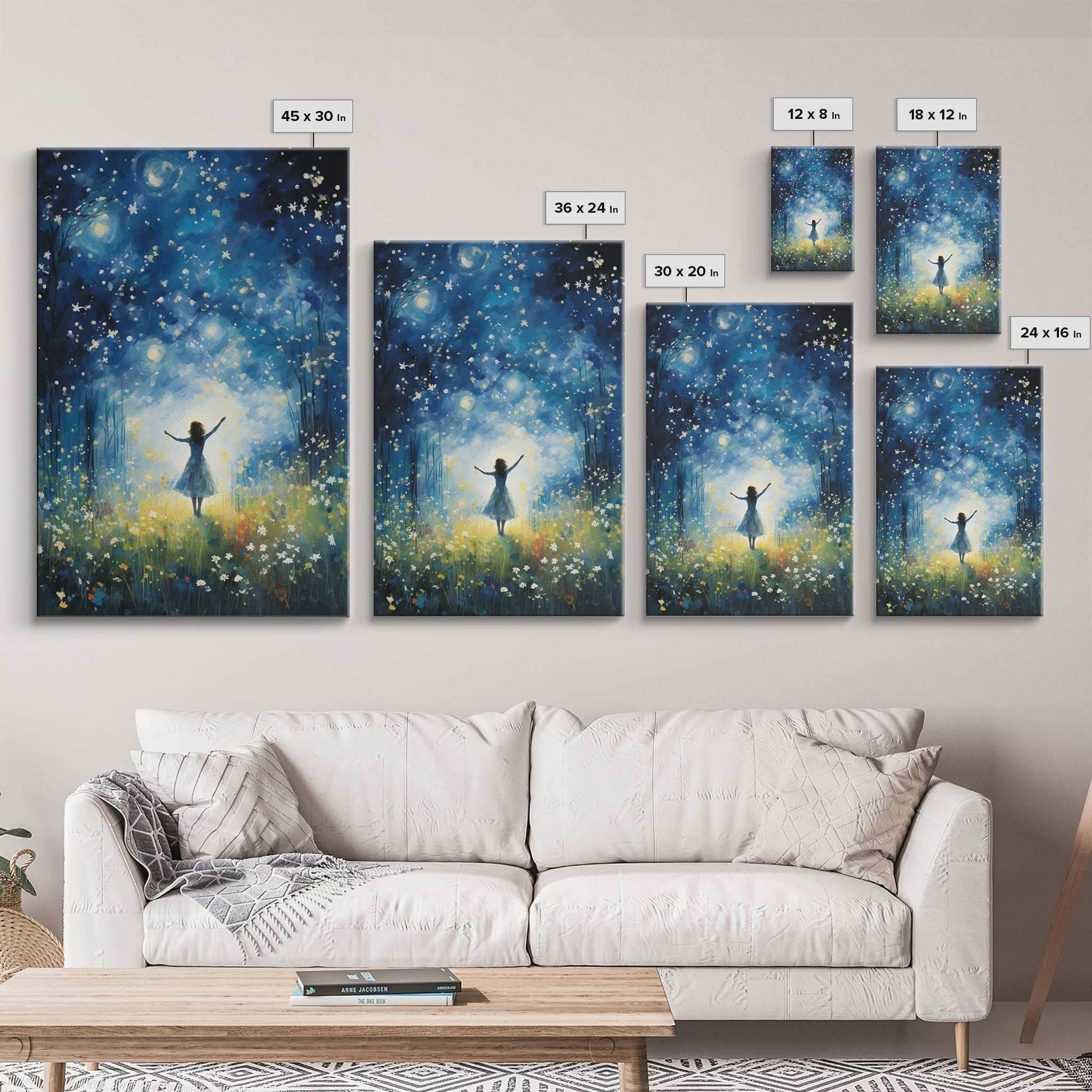 Firefly Art, Fantasy Art, Girl In Forest, Teen Girl Room Decor, Canvas Print, Wall Art, Vertical Print, Unique Wall Decor, Engagement Gift - 8x12 Inches / Gallery Wrap Canvas - Ready To Hang