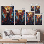 Angel, Fantasy Art, Angel Wings, Canvas Print, Wall Hanging, Portrait Art, Stained Glass Art, Housewarming Gift, Bedroom Teen Girl Art - 8x12 Inches / Gallery Wrap Canvas - Ready To Hang