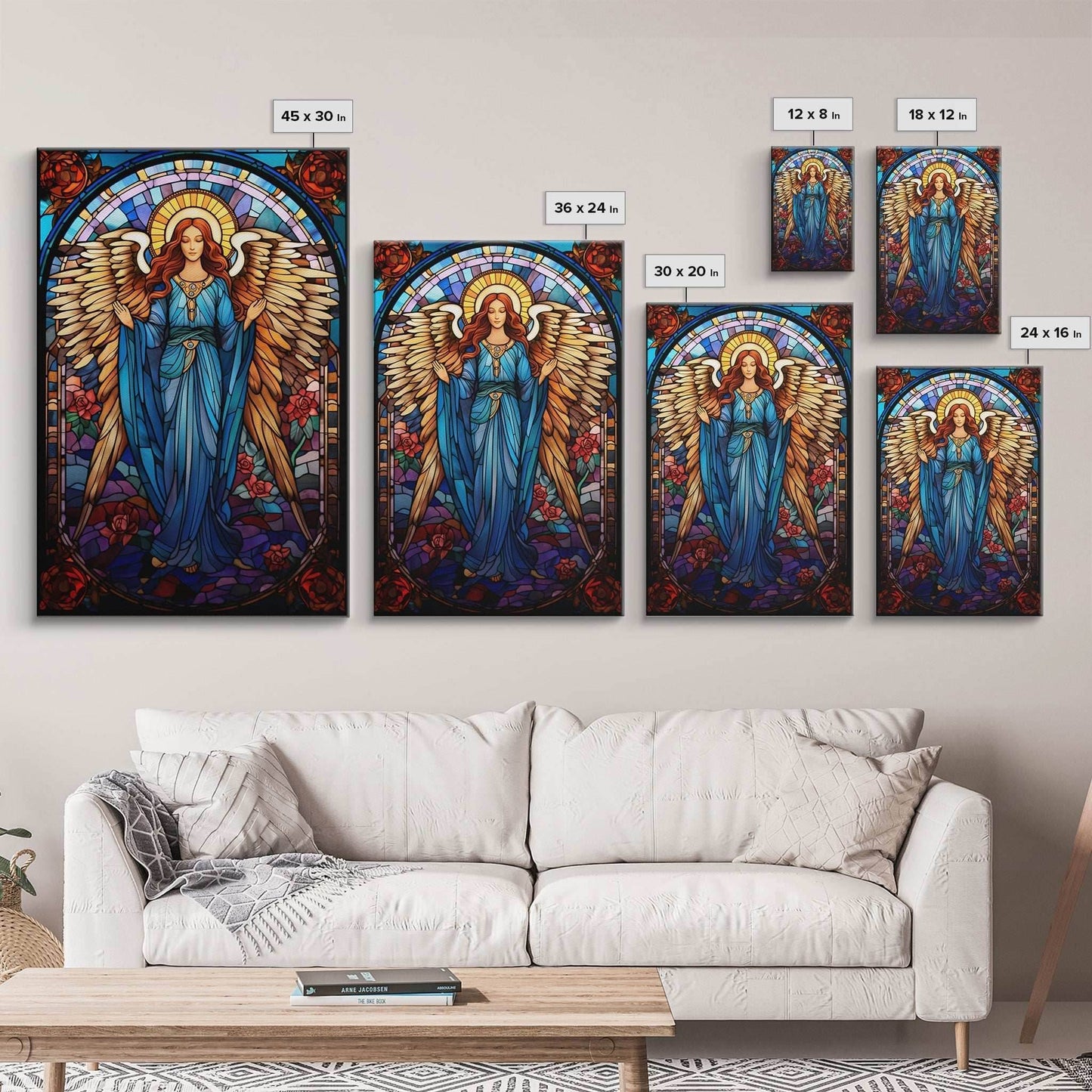 Angel, Fantasy Artwork Canvas Print, Wall Hanging, Portrait Art, Stained Glass Art, Mystical Wall Art, Tiny House Decor, Gift For Women - 8x12 Inches / Gallery Wrap Canvas - Ready To Hang