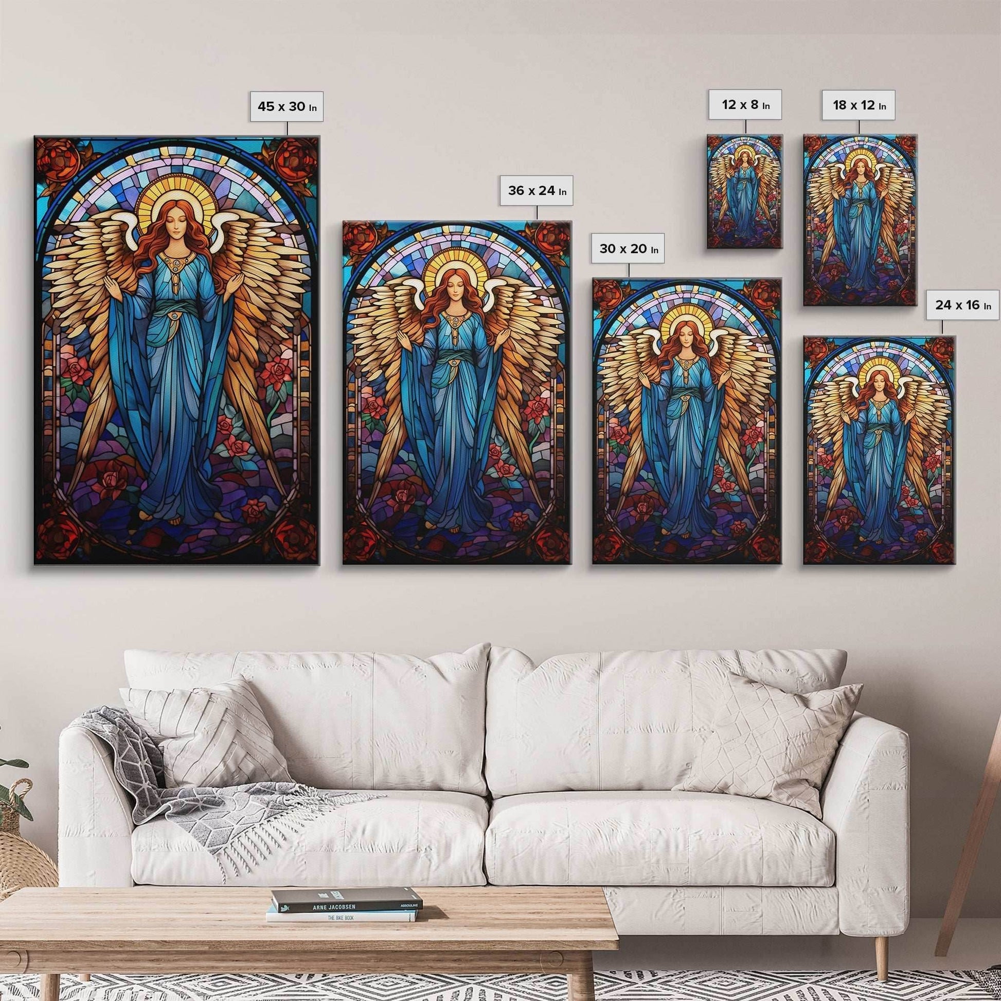 Angel, Fantasy Artwork Canvas Print, Wall Hanging, Portrait Art, Stained Glass Art, Mystical Wall Art, Tiny House Decor, Gift For Women - 8x12 Inches / Gallery Wrap Canvas - Ready To Hang