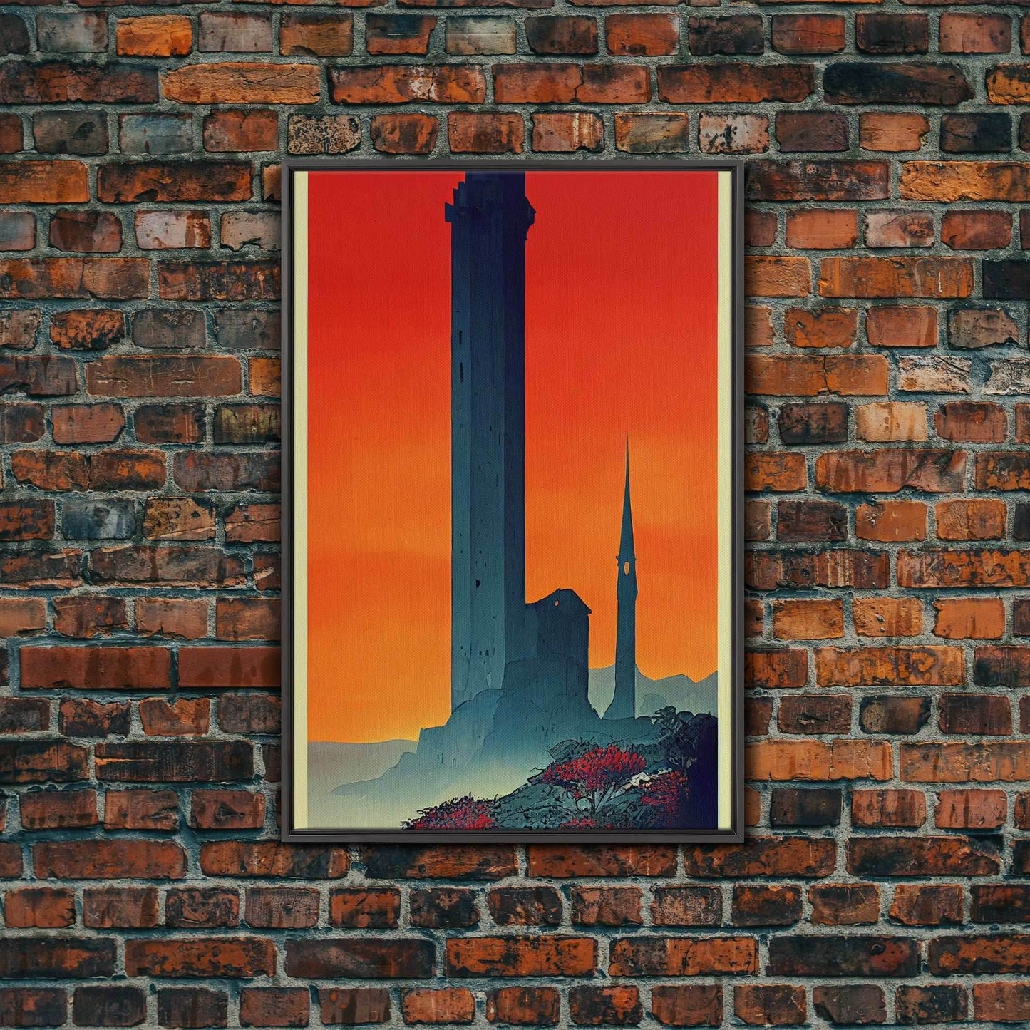 The Dark Tower, Fantasy RPG Concept Art, Wall art, framed canvas print, framed painting - 8x12 Inches / Black Frame