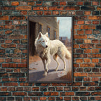 Wildwest Dire Wolf, fantasy art, framed canvas print - 8x12 Inches / Black Frame