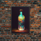 Miniature world in a bottle canvas print, high fantasy wall art, magical wall art, ready to hang wall art - 8x12 Inches / Black Frame