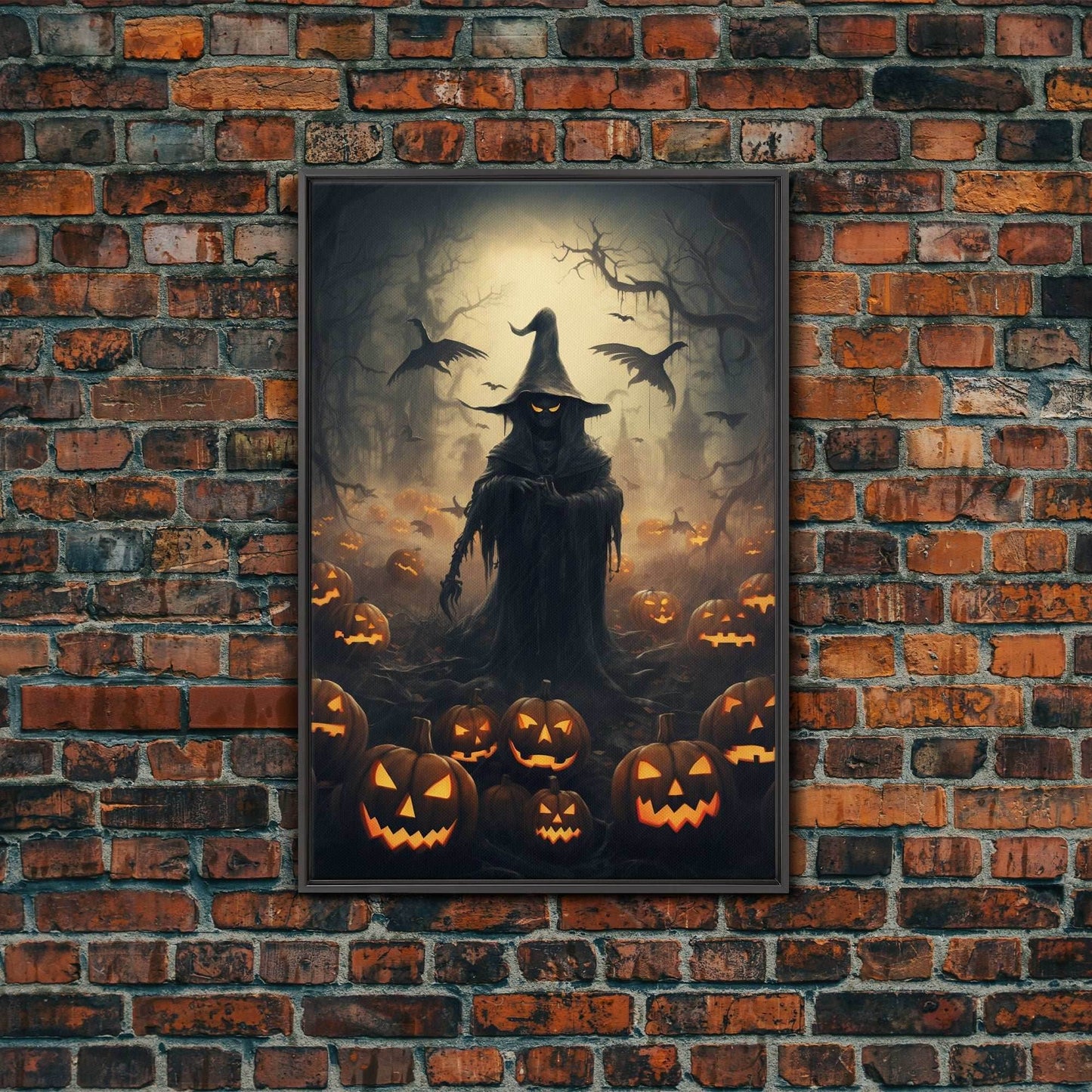 Halloween Art Print, Dark Fantasy Art, Dark Wall Art, Spooky Decor, Goth Decor, Canvas Print, Wall Art, Vertical Print, Creepy Wall Art - 8x12 Inches / Black Frame