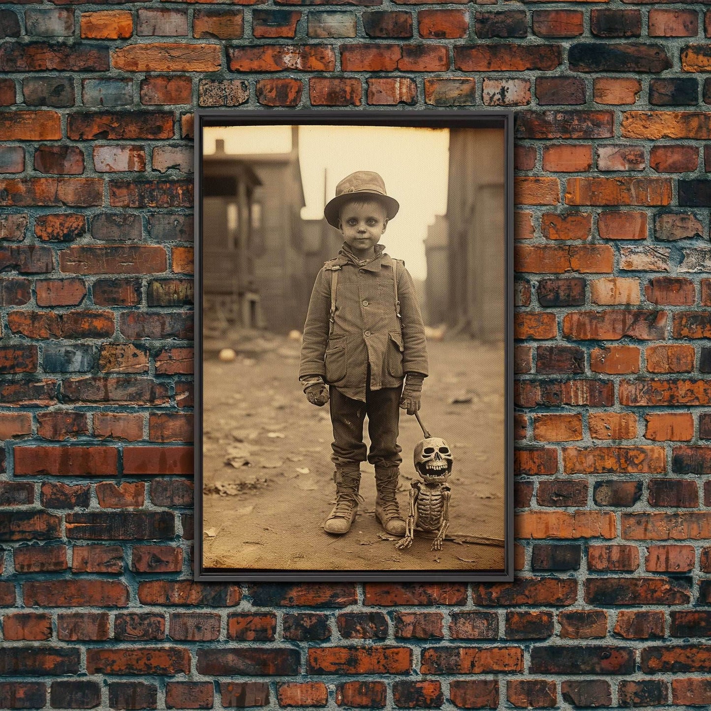 Creepy Wall Art, Skeleton Wall Art, Spooky Decor, Dark Fantasy, Horror Art, Canvas Print, Wall Art, Vertical Print, Home Decor, Wall Decor - 8x12 Inches / Black Frame