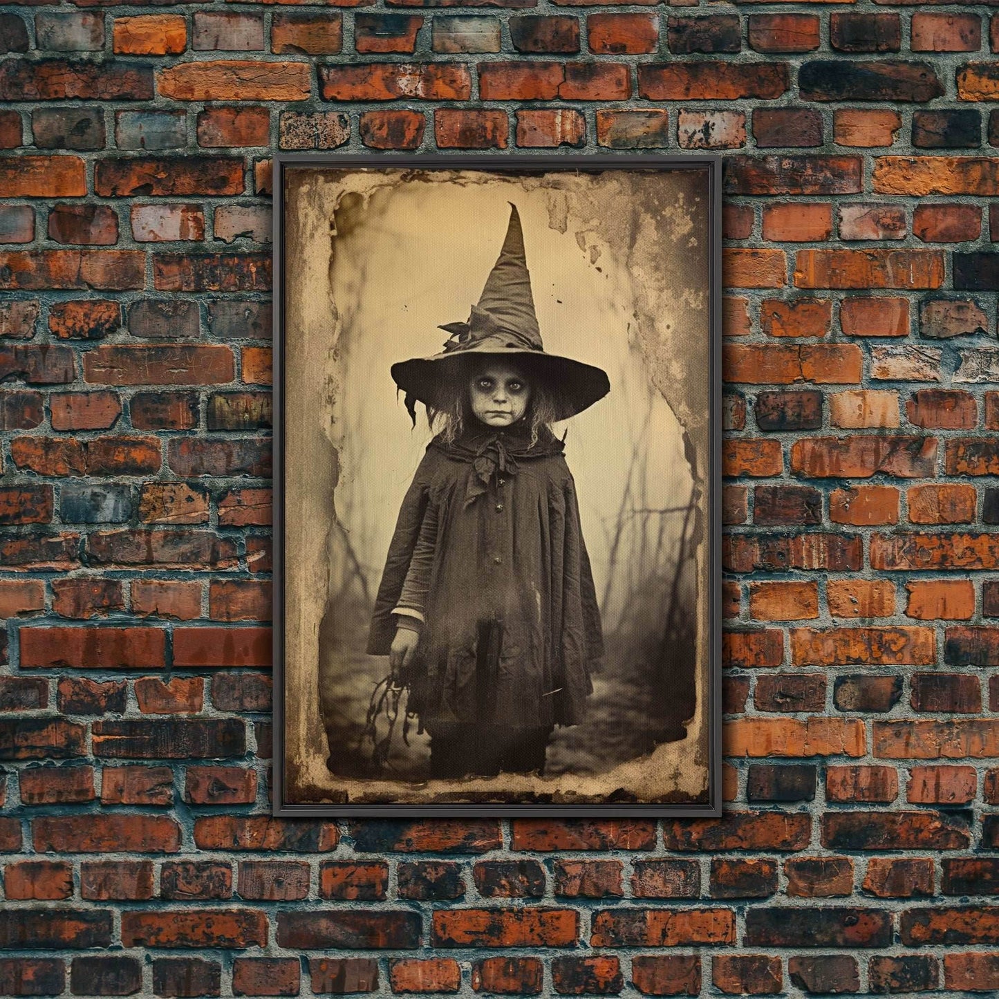 Witch Wall Decor, Dark Fantasy, Halloween Wall Art, Horror Decor, Spooky Art, Canvas Print, Wall Art, Vertical Print, Home Decor, Wall Decor - 8x12 Inches / Black Frame