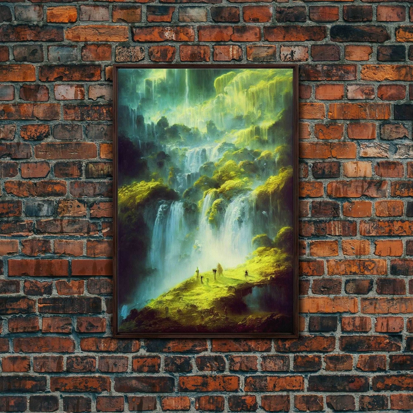 High Fantasy RPG concept art, Fantasy Landscape, Framed Canvas Print, Ready To Hang Framed Wall Art, Living Room Wall Decor - 8x12 Inches / Walnut Frame