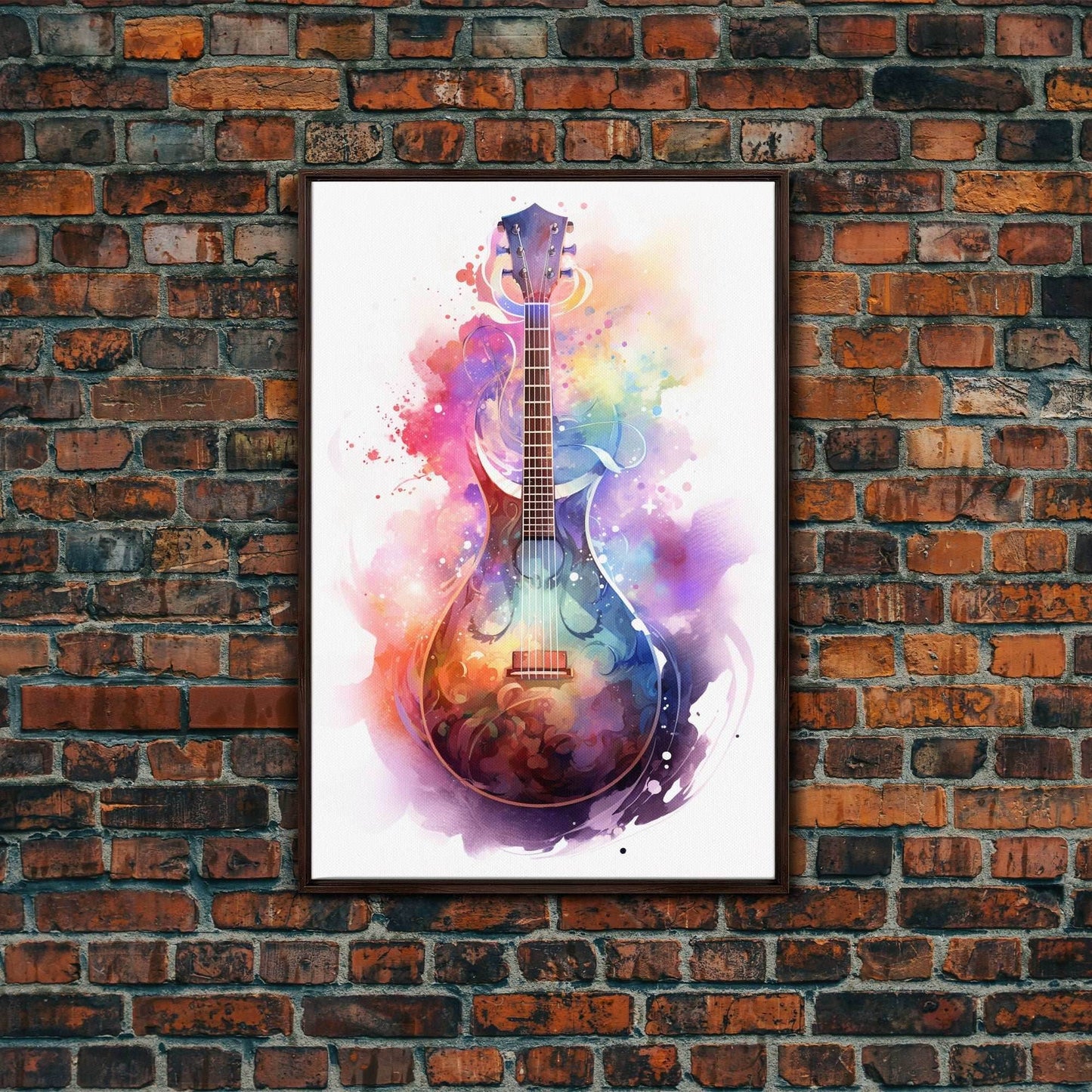 Lute Art, Stringed Instrument Print, Framed Canvas Art, Fantasy Decor, Art / Gift For The Bard Player - 8x12 Inches / Walnut Frame