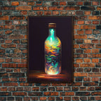 Miniature world in a bottle canvas print, high fantasy wall art, magical wall art, ready to hang wall art - 8x12 Inches / Walnut Frame