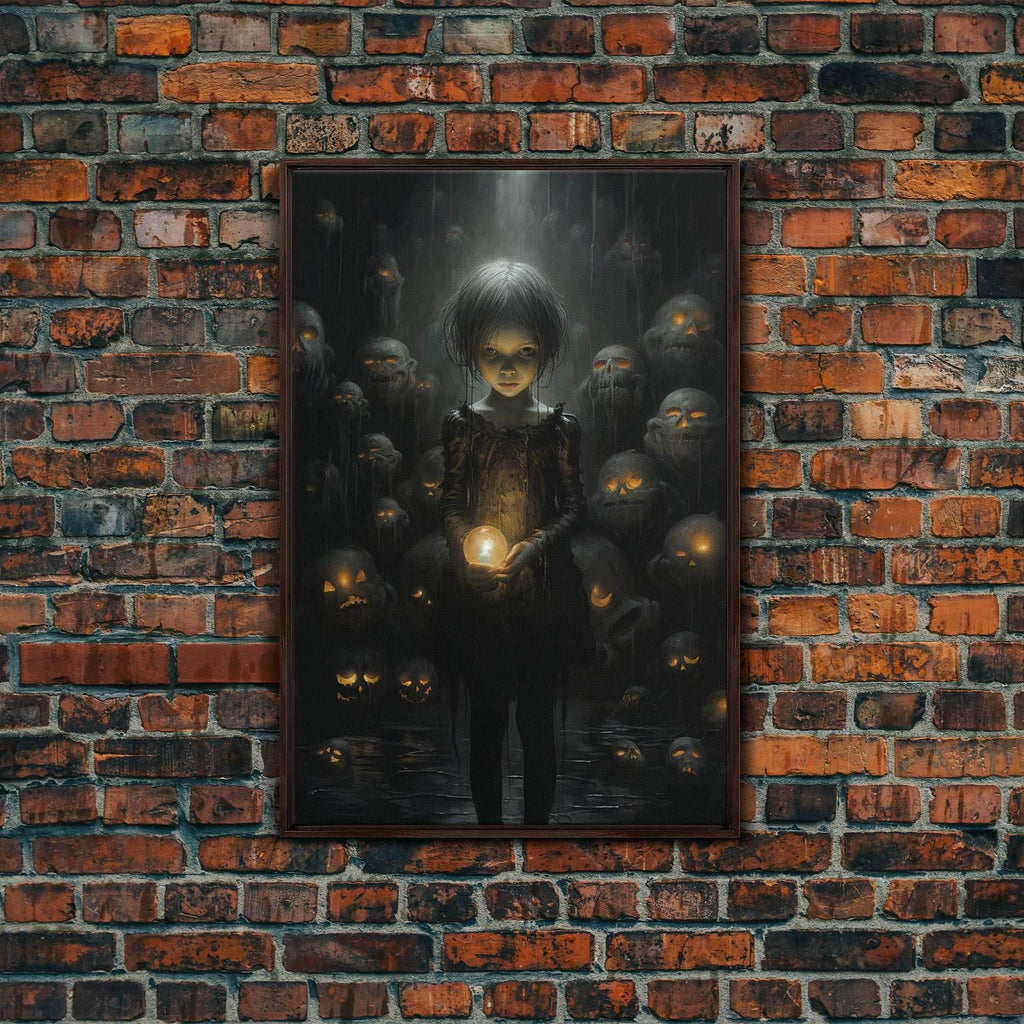 Dark Fantasy Art, Spooky Decor, Goth Decor, Canvas Print, Wall Art, Vertical Print, Dark Wall Art, Video Game Art, Gaming Wall Decor - 8x12 Inches / Walnut Frame