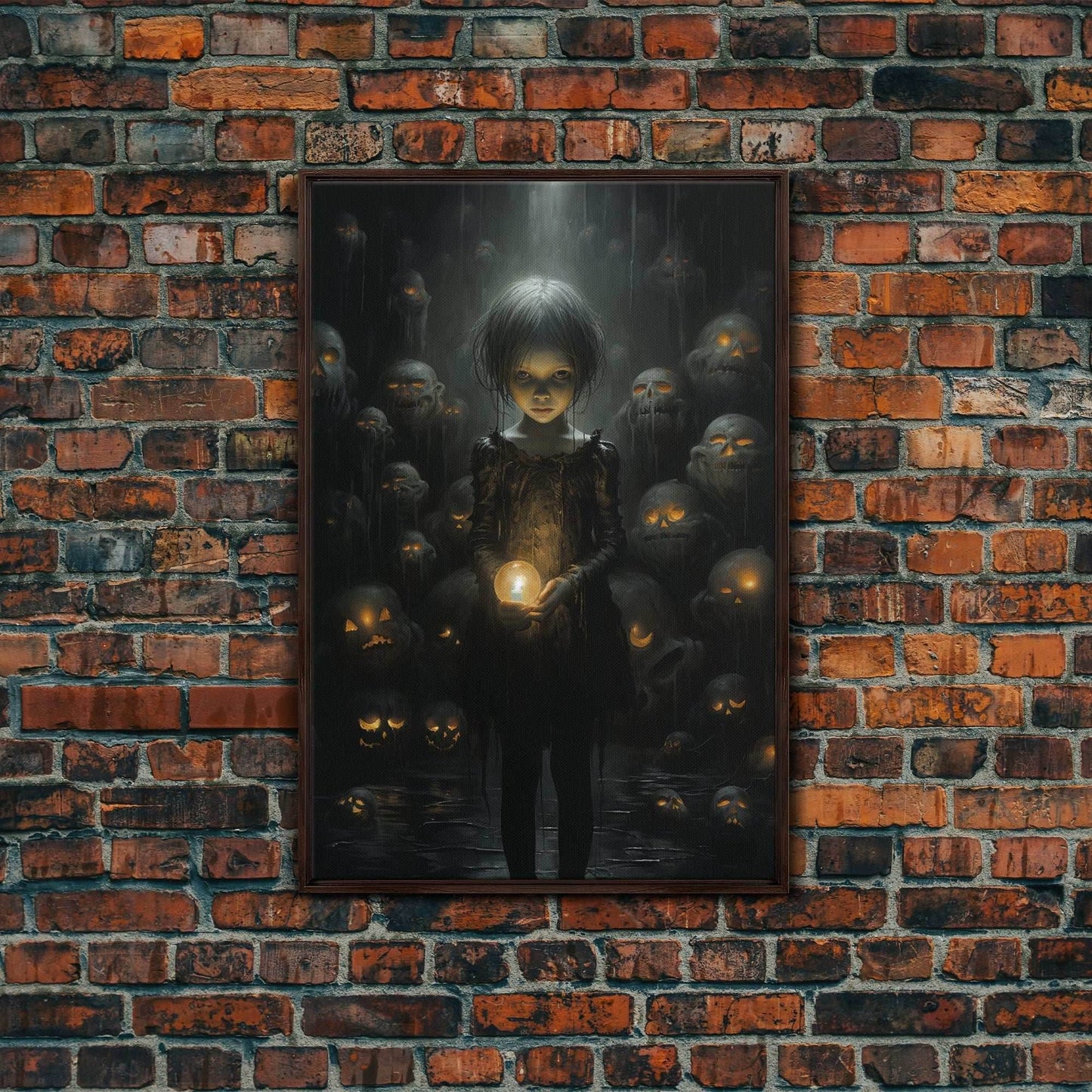 Dark Fantasy Art, Spooky Decor, Goth Decor, Canvas Print, Wall Art, Vertical Print, Dark Wall Art, Video Game Art, Gaming Wall Decor - 8x12 Inches / Walnut Frame