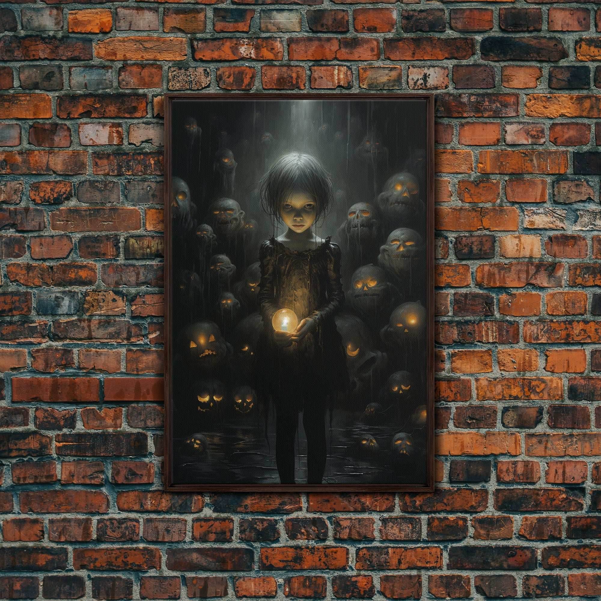 Dark Fantasy Art, Spooky Decor, Goth Decor, Canvas Print, Wall Art, Vertical Print, Dark Wall Art, Video Game Art, Gaming Wall Decor - 8x12 Inches / Walnut Frame