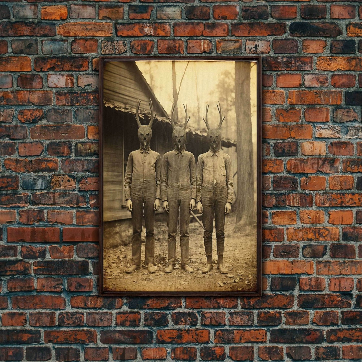 Creepy Wall Art, Dark Fantasy Art, Dark Wall Art, Spooky Art, Gothic Wall Art, Canvas Print, Wall Art, Vertical Print, Horror Decor - 8x12 Inches / Walnut Frame