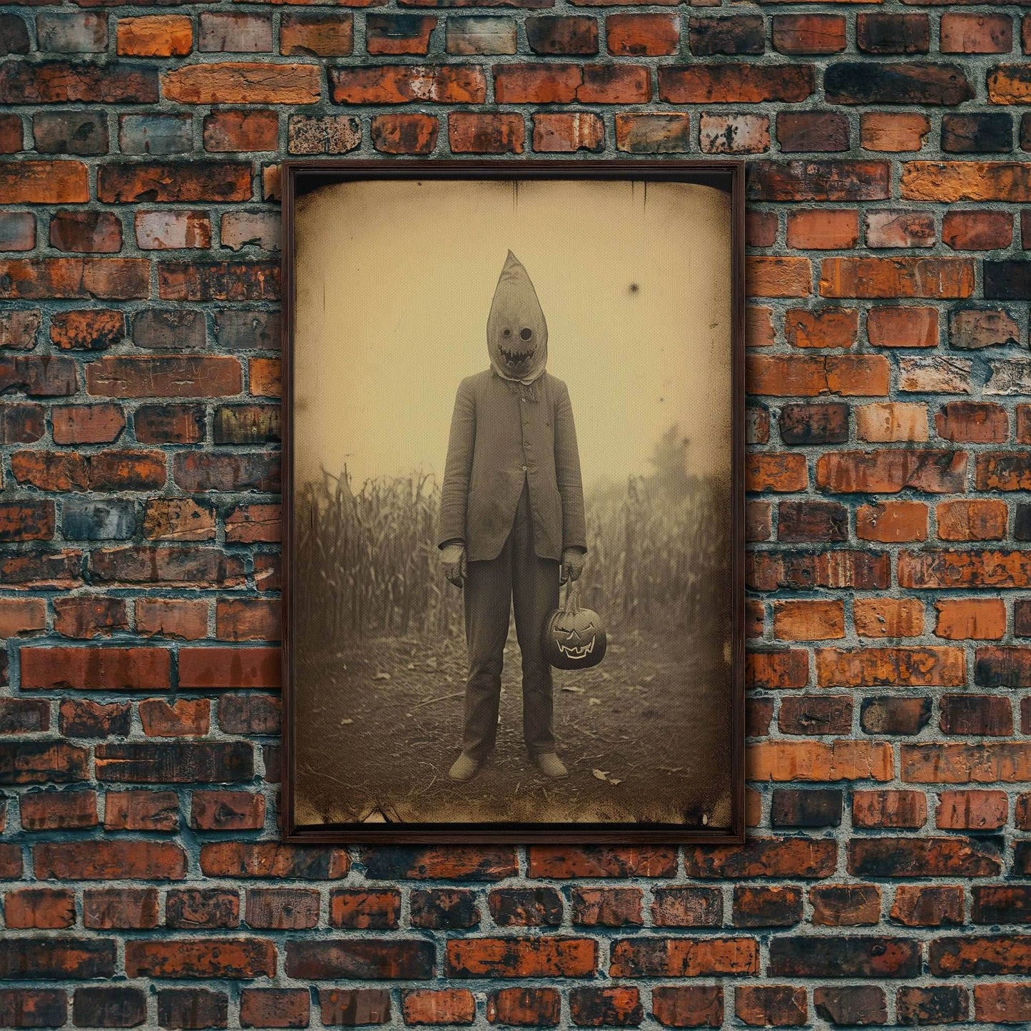 Horror Home Decor, Spooky Halloween, Creepy Wall Art, Dark Fantasy, Canvas Print, Wall Art, Vertical Print, Home Decor, Wall Decor - 8x12 Inches / Walnut Frame