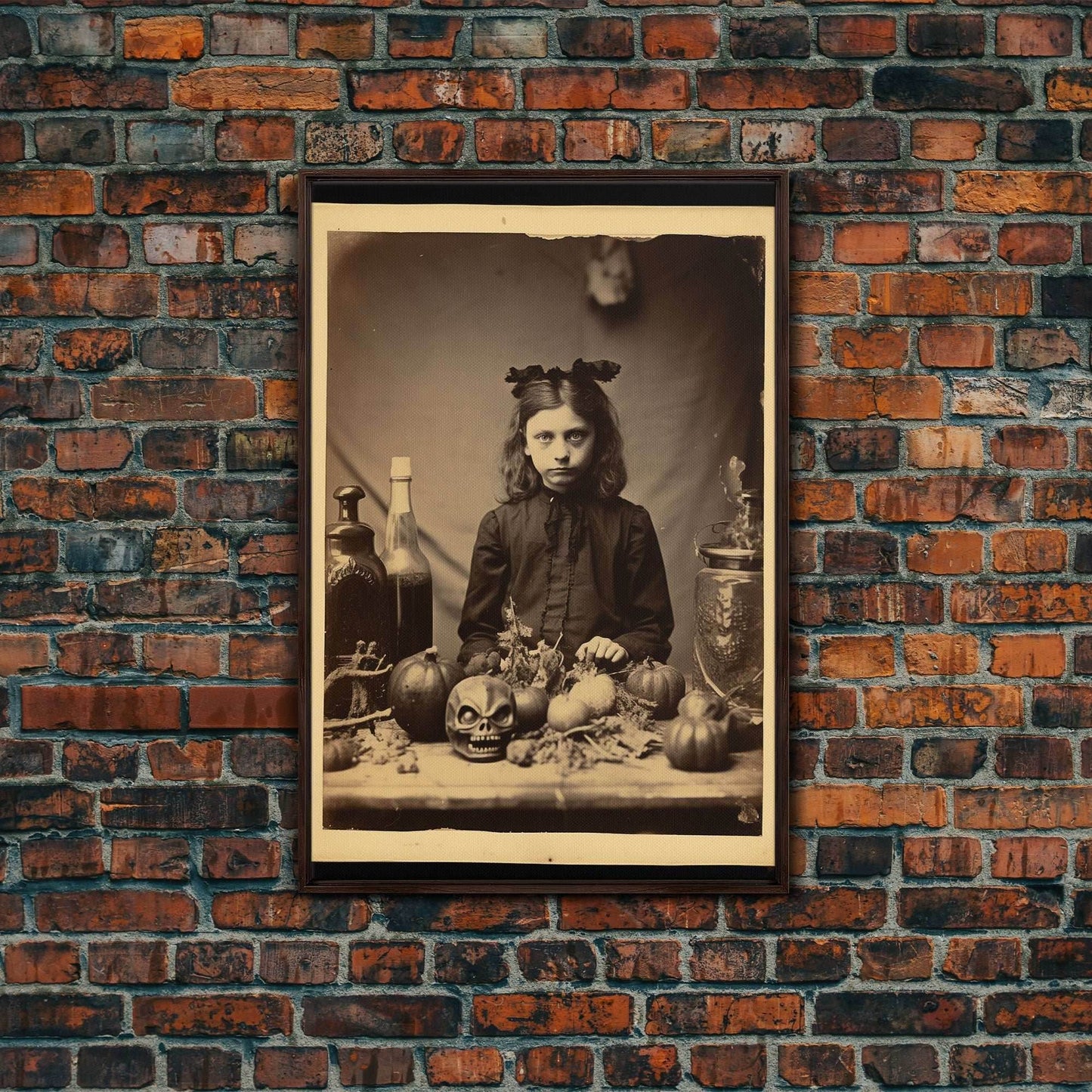 Spooky Room Decor, Gothic Wall Decor, Horror Art, Dark Fantasy, Occult Art, Canvas Print, Wall Art, Vertical Print, Home Decor, Wall Decor - 8x12 Inches / Walnut Frame