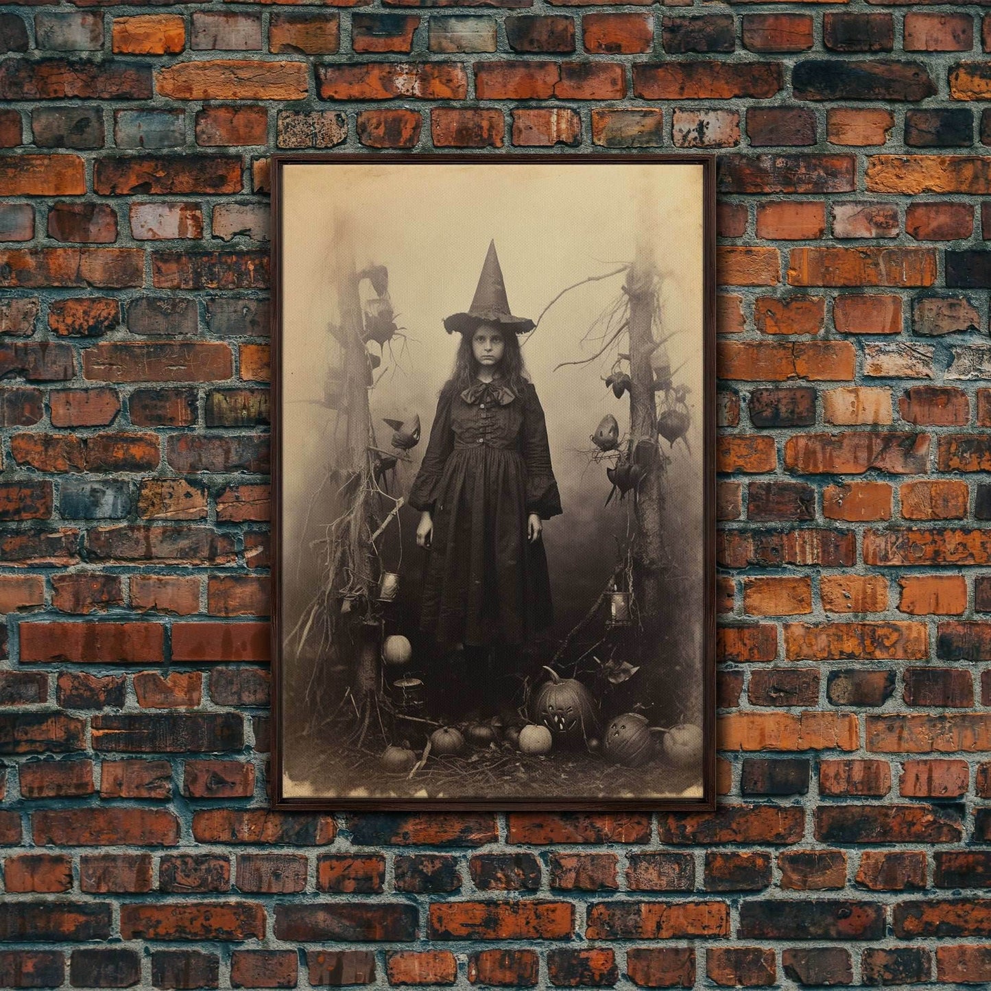 Witchy Wall Art, Moody Wall Art, Gothic Wall Art, Dark Fantasy, Horror Art, Canvas Print, Wall Art, Vertical Print, Home Decor, Wall Decor - 8x12 Inches / Walnut Frame
