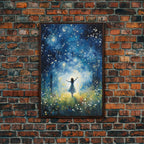Firefly Art, Fantasy Art, Girl In Forest, Teen Girl Room Decor, Canvas Print, Wall Art, Vertical Print, Unique Wall Decor, Engagement Gift - 8x12 Inches / Walnut Frame