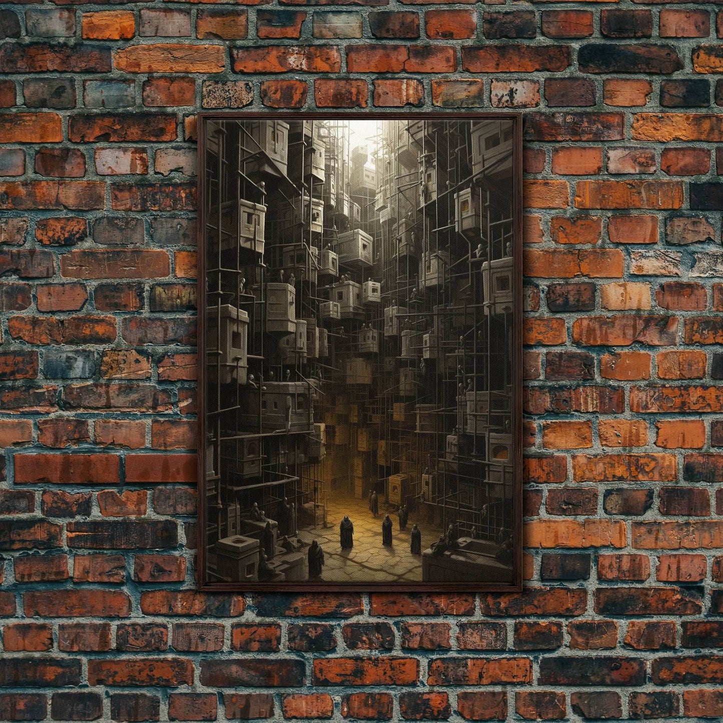 Creepy Wall Decor, Dark Art Print, Canvas Print, Wall Hanging, Portrait Art, Spooky Room Decor, Dark Fantasy Art, Fantasy Artwork, RV Decor - 8x12 Inches / Walnut Frame