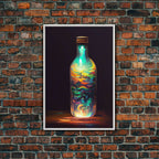 Miniature world in a bottle canvas print, high fantasy wall art, magical wall art, ready to hang wall art - 8x12 Inches / White Frame