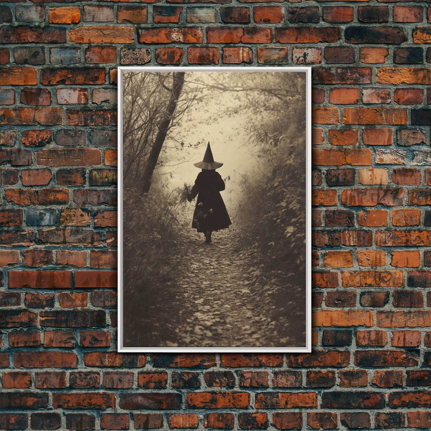 Witchy Wall Art, Dark Portrait, Spooky Halloween, Occult Art, Dark Fantasy, Canvas Print, Wall Art, Vertical Print, Home Decor, Wall Decor - 8x12 Inches / White Frame