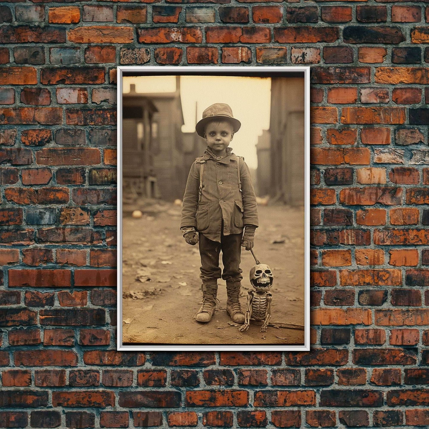 Creepy Wall Art, Skeleton Wall Art, Spooky Decor, Dark Fantasy, Horror Art, Canvas Print, Wall Art, Vertical Print, Home Decor, Wall Decor - 8x12 Inches / White Frame