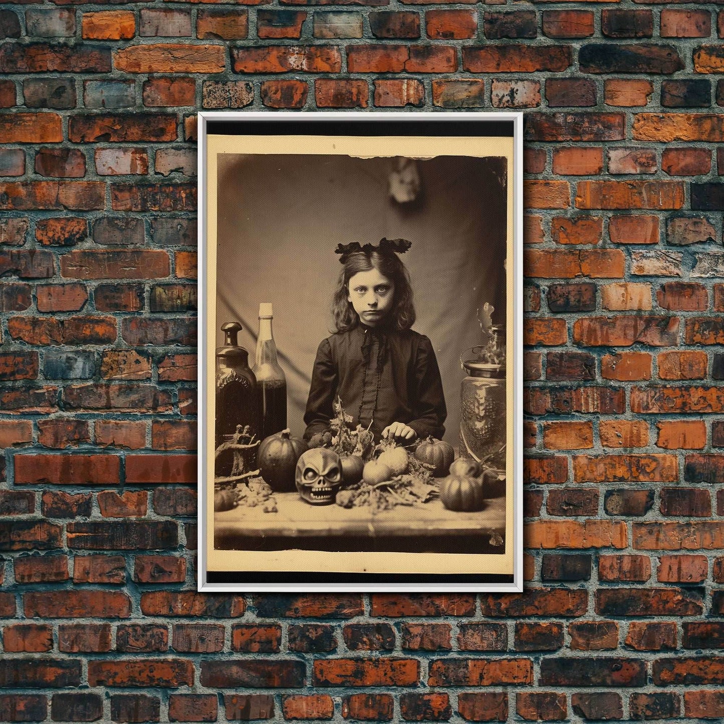 Spooky Room Decor, Gothic Wall Decor, Horror Art, Dark Fantasy, Occult Art, Canvas Print, Wall Art, Vertical Print, Home Decor, Wall Decor - 8x12 Inches / White Frame