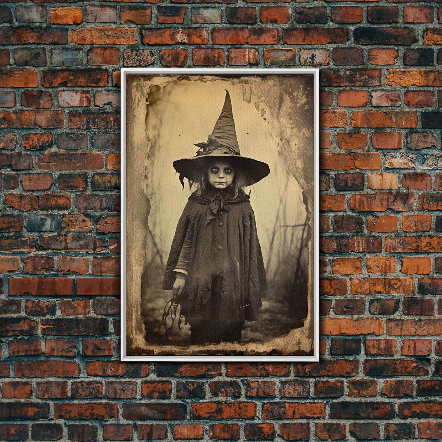 Witch Wall Decor, Dark Fantasy, Halloween Wall Art, Horror Decor, Spooky Art, Canvas Print, Wall Art, Vertical Print, Home Decor, Wall Decor - 8x12 Inches / White Frame