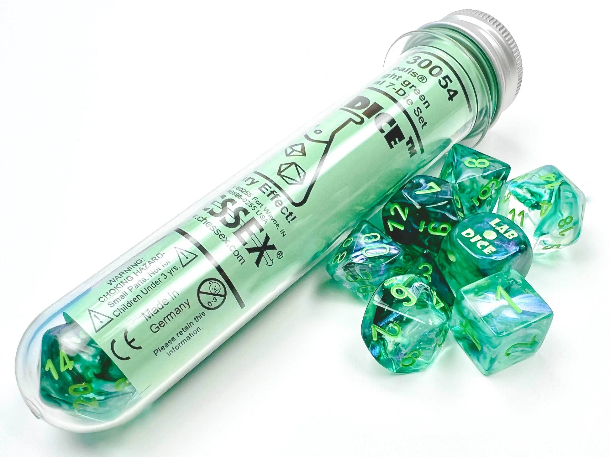 Borealis® Polyhedral Kelp/light green Luminary™ 7-Die Set (with bonus die) - 