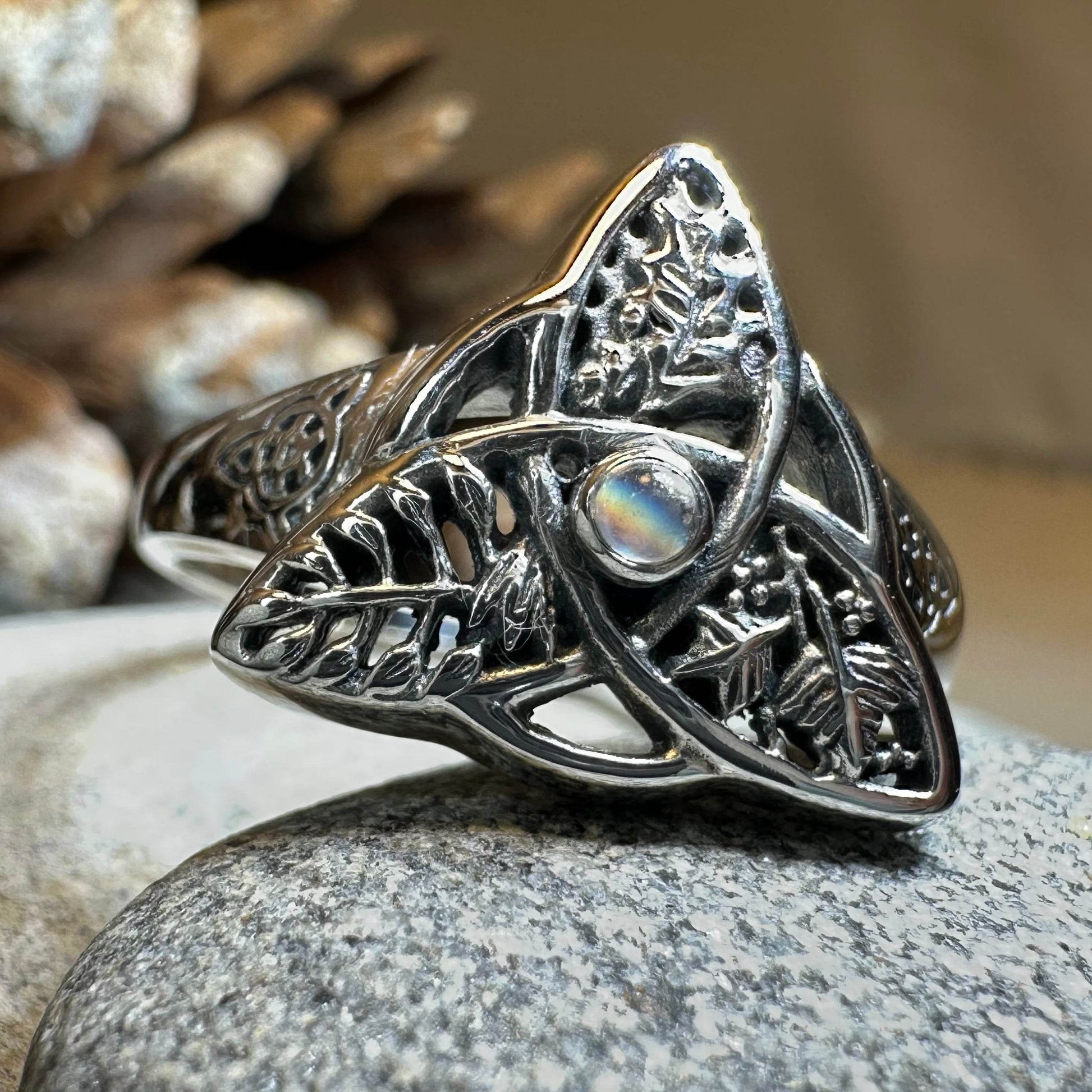 Oak Ash Thorn Moonstone Ring - 5