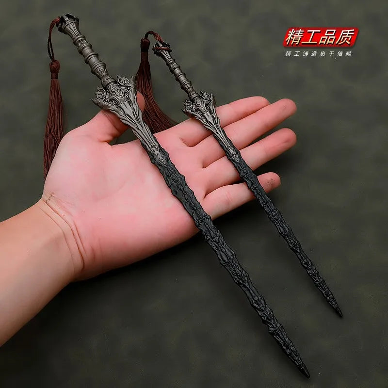 30cm|22cm Slaying Heaven Sword Keychain Till The End of The Moon Chinese Style Ancient All-metal Model Home Ornament Collections