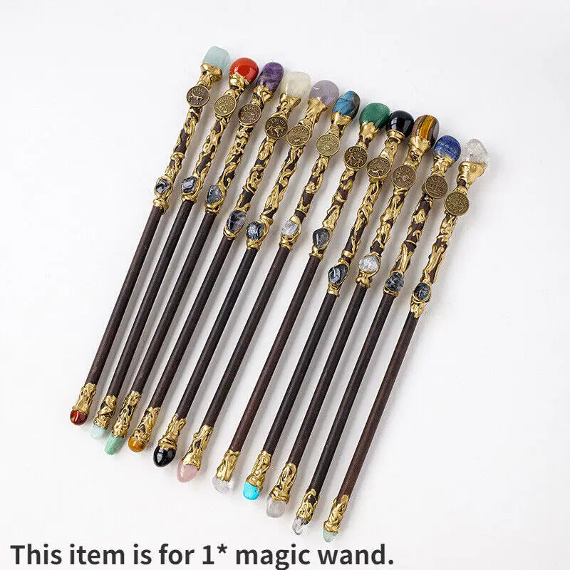 30cm Witch Magic Wand Princess Fairy Wands Crystal Amethyst Altar Wand Witch Stick Wizard Weapon Ritual Tool Altar Adornment