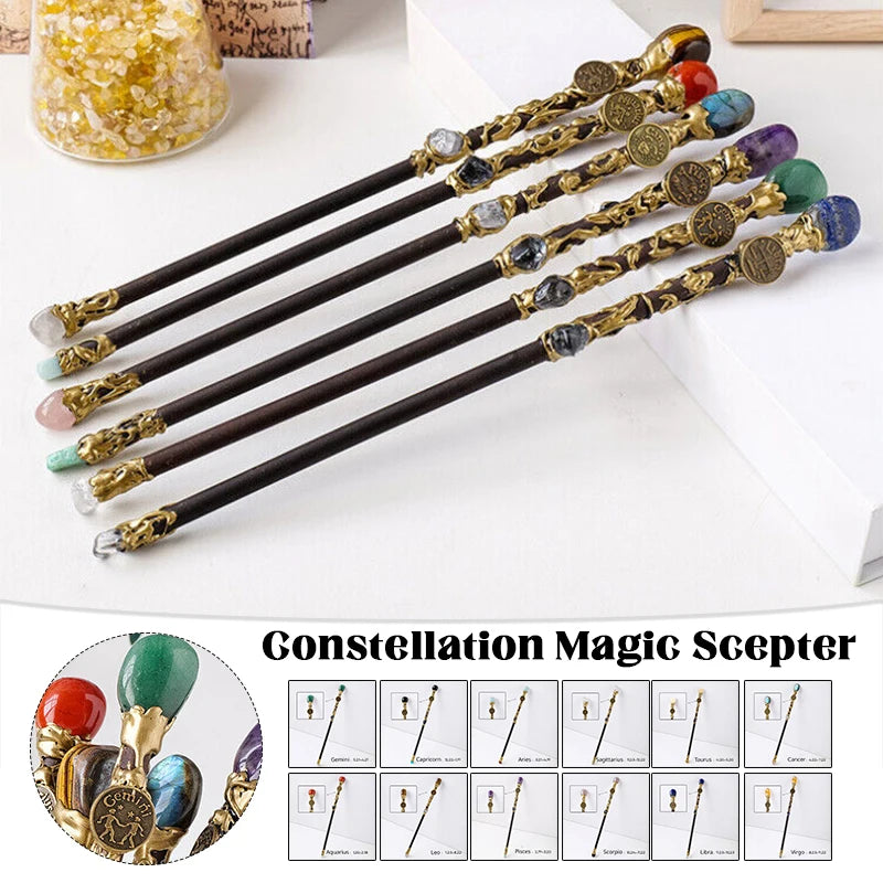 30cm Witch Magic Wand Princess Fairy Wands Crystal Amethyst Altar Wand Witch Stick Wizard Weapon Ritual Tool Altar Adornment